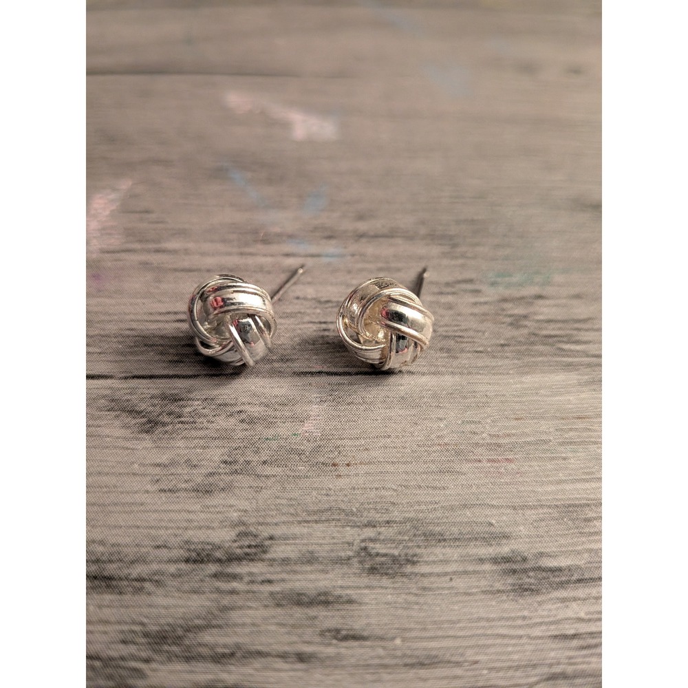 Silver Love Knot Stud Earrings Classic Polished Jewelry for Women